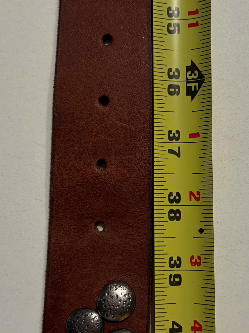 Bed Stu Brown Leather Studded Belt with Silver Accents - Picture 5 of 5